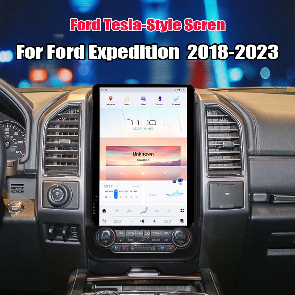 Android Car Radio For Ford Ford Expedition 2018-2023 Stereo Replacement Tesla-Style Screen Built-in Carplay/Android Auto