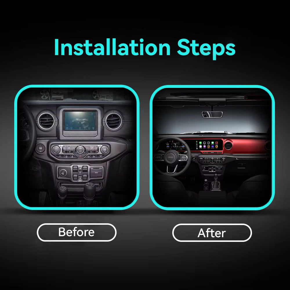 Jeep Wrangler 2018-2024 Digital Cluster Dual Screen Dashboard Car Radio Strip Screen CarPlay Android Auto