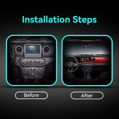 Jeep Wrangler 2018-2024 Digital Cluster Dual Screen Dashboard Car Radio Strip Screen CarPlay Android Auto