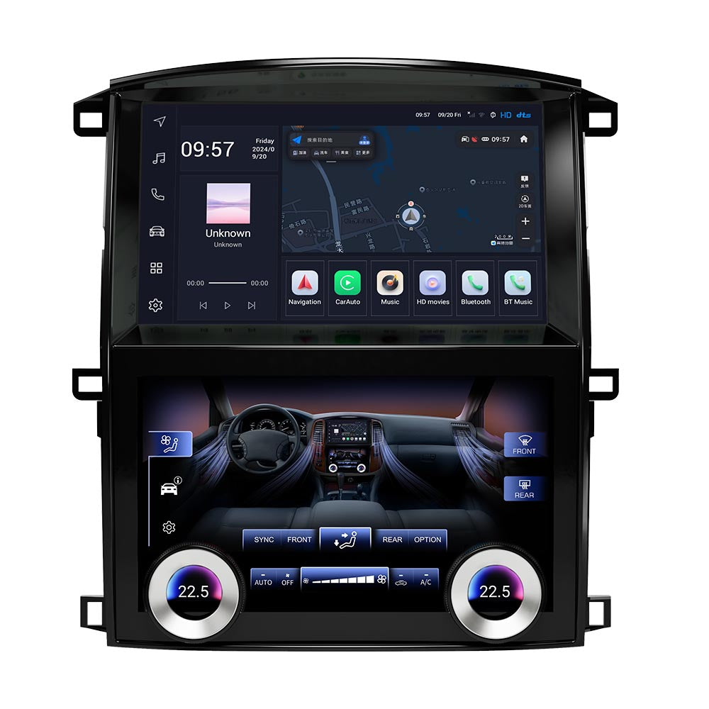 10 inch Android Car Radio for Toyota Land Cruiser LC100 2003-2007 Dual Screen Climate Control Panel Multimedia Player