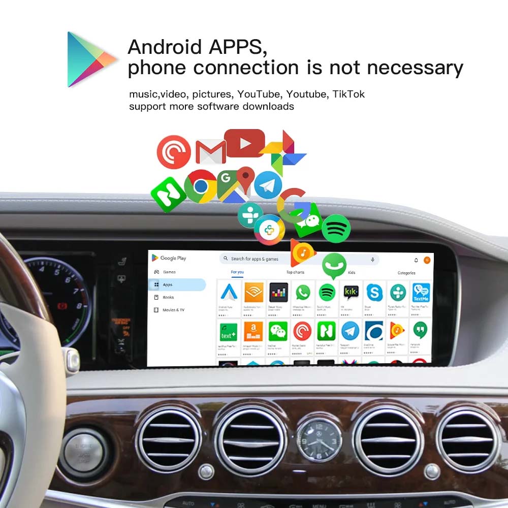 Wireless Carplay Android Auto Full Screen LVDS Interface for Mercedes Benz S CLS C257 NTG 5.5 6.0 Without Touch Screen