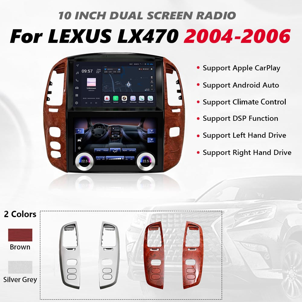 10 inch Android Car Radio for Lexus LX470 2004-2006 Dual Screen Climate Control Panel Multimedia Player