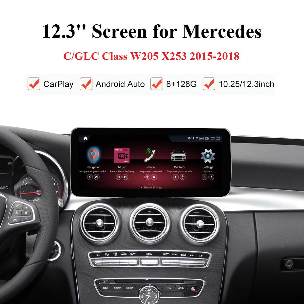 Android 13 Car Radio Touchscreen 12.3'' Car Stereo for Mercedes Benz C/GLC Class W205 2015-2018