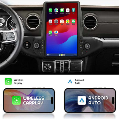 Jeep Wrangler JL Gladiator 2018-2021 Stereo Replacement Tesla-Style Screen Built-in Carplay/Android Auto
