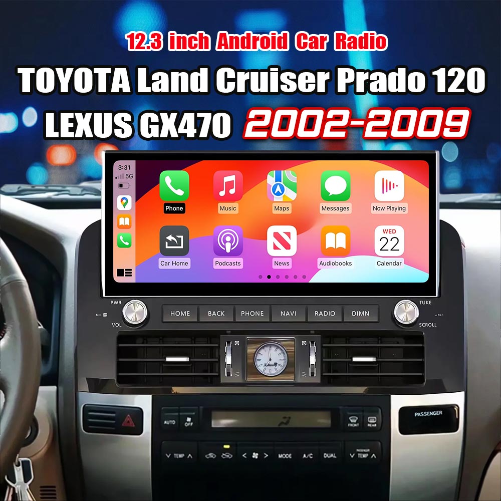 12.3'' Android Car Radio For Toyota Land Cruiser Prado 120 For Lexus GX470 2002-2009 Car Stereo CarPlay Multimedia Player