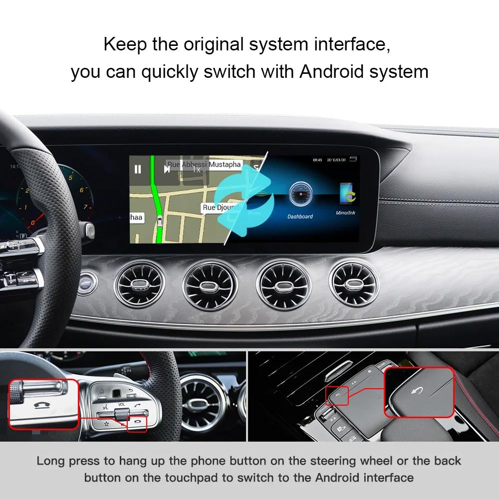 Wireless Carplay Android Auto for Mercedes NTG 6.0 MBUX 10.25" / 12.3" Radio Screen Android Multimedia System Upgrade Kit