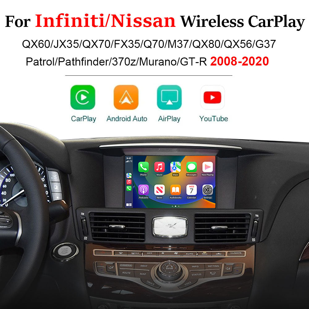 Wireless Apple CarPlay Android Auto Interface For Infiniti QX60 QX70 Q70 Nissan Patrol 2008-2020 Aftermarket CarPlay Upgrade Retrofit Module