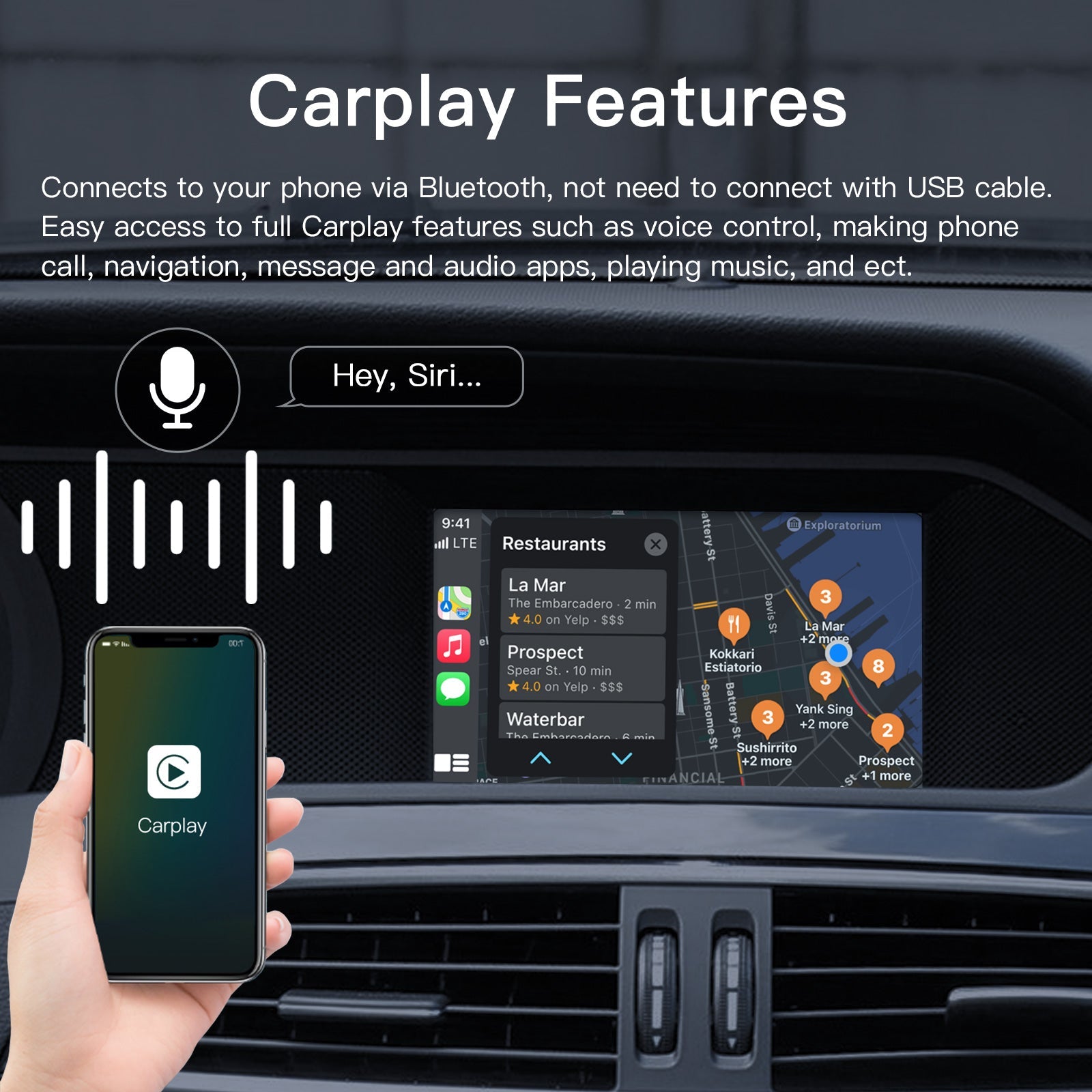 Wireless Carplay/Android Auto Module for Mercedes 2011-2016 Benz A B C E CLA GLA GLK ML Sprinter NTG4.5