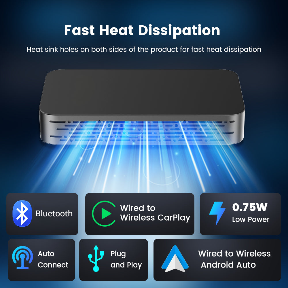 Carlinklife 5.0 2-in-1 Wireless CarPlay Android Auto Adapter for Cars with Factory Wired CarPlay & Wired Android Auto