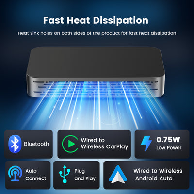 Carlinklife 5.0 2-in-1 Wireless CarPlay Android Auto Adapter for Cars with Factory Wired CarPlay & Wired Android Auto
