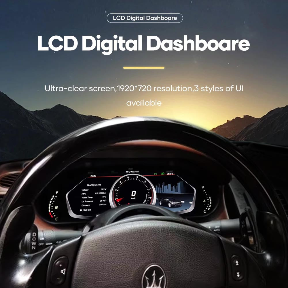 12.3" LCD Digital Cluster For Maserati GranTurismo GT/GC Quattroporte 2004-2018 Linux Digital LCD Dashboard Instrument Gauge Cluster