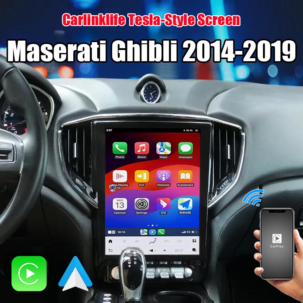 12.1 inch Android Car Radio for Maserati Ghibli 2014-2019 Stereo Replacement Tesla-Style Screen Built-in Carplay/Android Auto