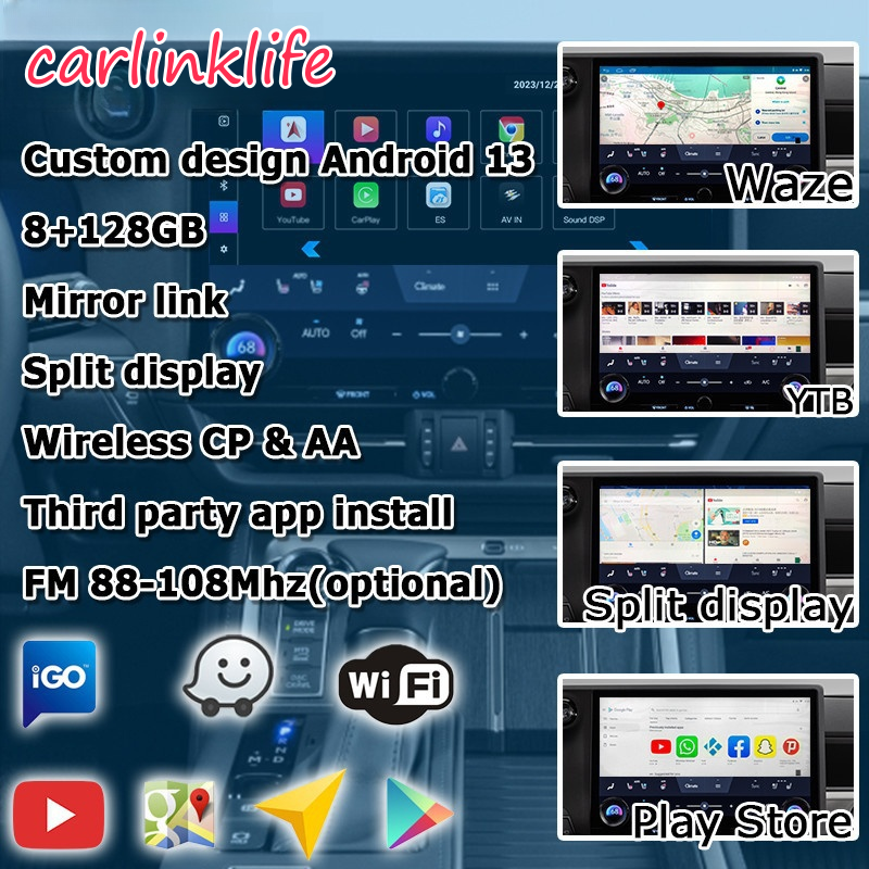 Android 13.0 Multimedia Interface for Lexus GX460 2022-2023 with Youtube, Google Play