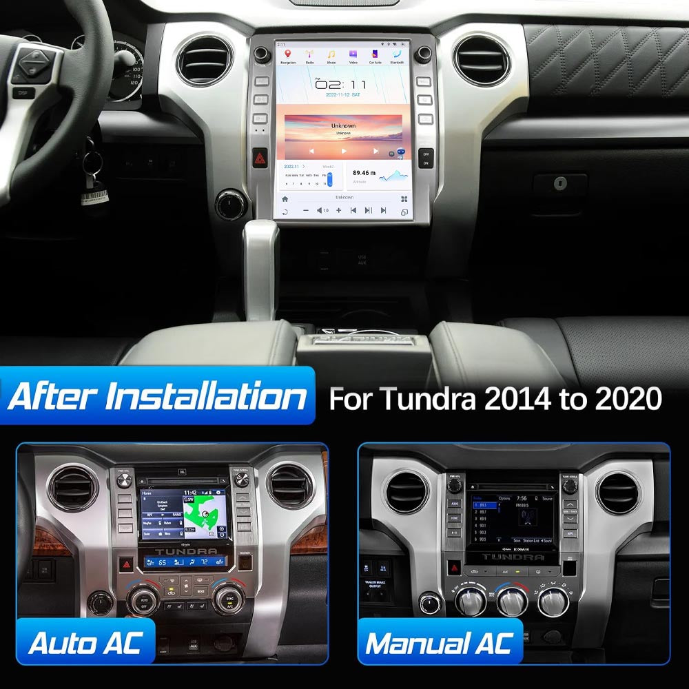 12.1 inch Android Car Radio for Toyota Tundra 2014-2019 Stereo Replacement Tesla-Style Screen Built-in Carplay/Android Auto