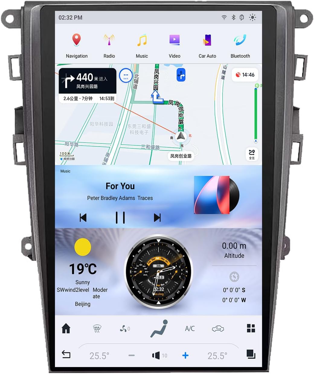 Ford Fusion Mondeo 2013-2020 Stereo Replacement Tesla Style Screen Built-in Carplay/Android Auto