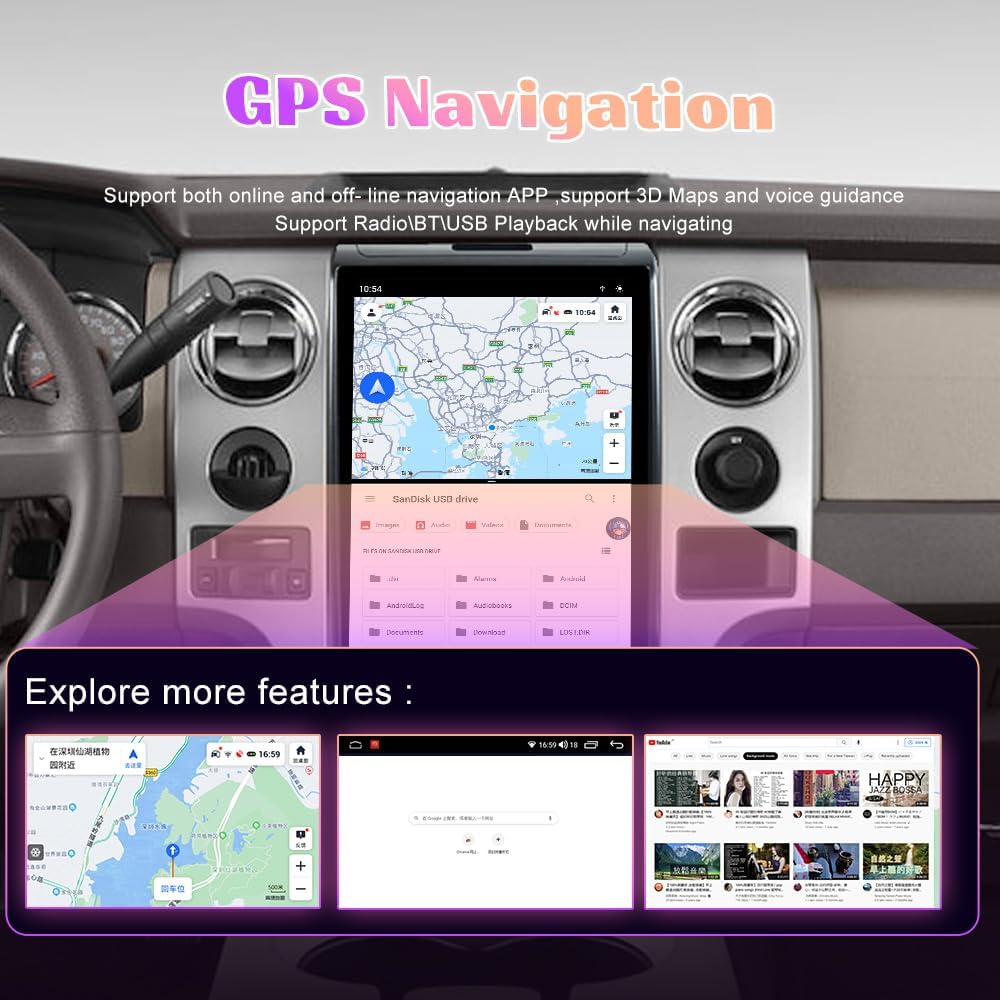 Ford F-150 2009-2014 Stereo Upgrade Tesla-Style Dash IPS Touch Screen Multimedia Player