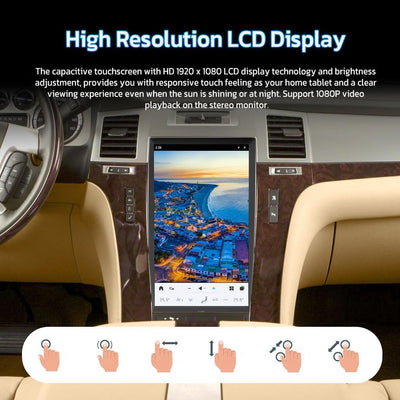 13.6 inch Car Radio for Cadillac Escalade 2008-2012 Car Stereo Replacement Tesla-Style Screen with Wireless CarPlay Android Auto