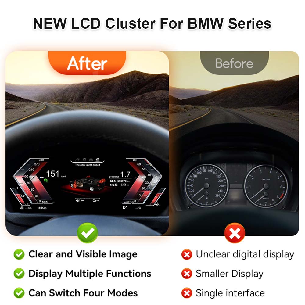 LCD Digital Cluster For BMW 1 2 3 4 5 6 7 Series X1 X2 X3 X4 X5 X6 GT 2010-2019 Linux Digital LCD Dashboard Instrument Gauge Cluster