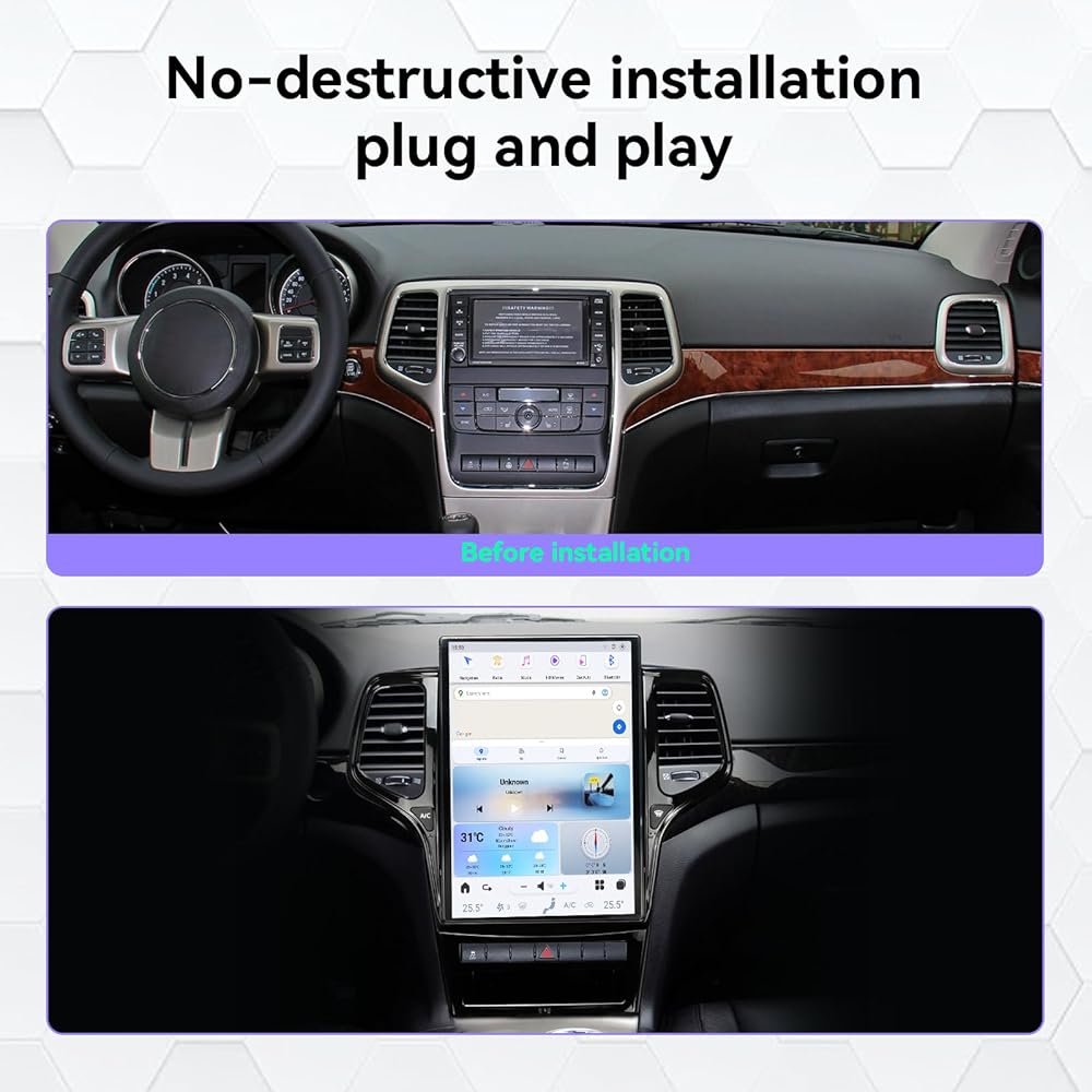 14.4 inch Jeep Grand Cherokee 2010-2022 Tesla-Style Multimedia Player GPS Navigation Wireless CarPlay Android Auto