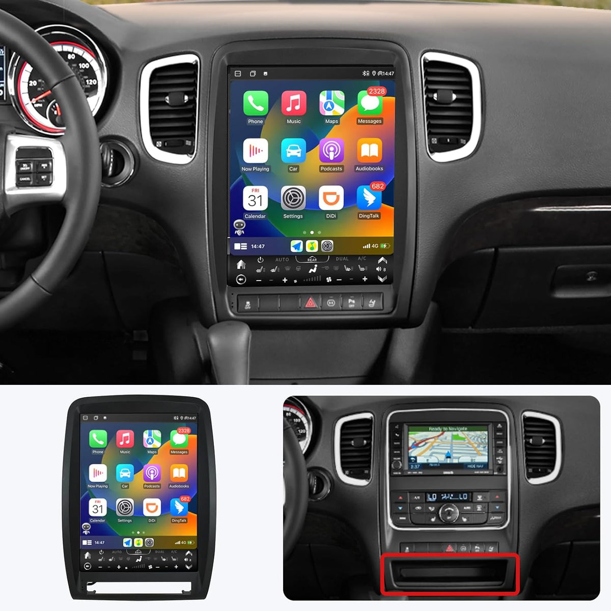 Dodge Durango 2011-2020 Tesla-Style Android Car Radio Replacement Support Carplay and Android Auto