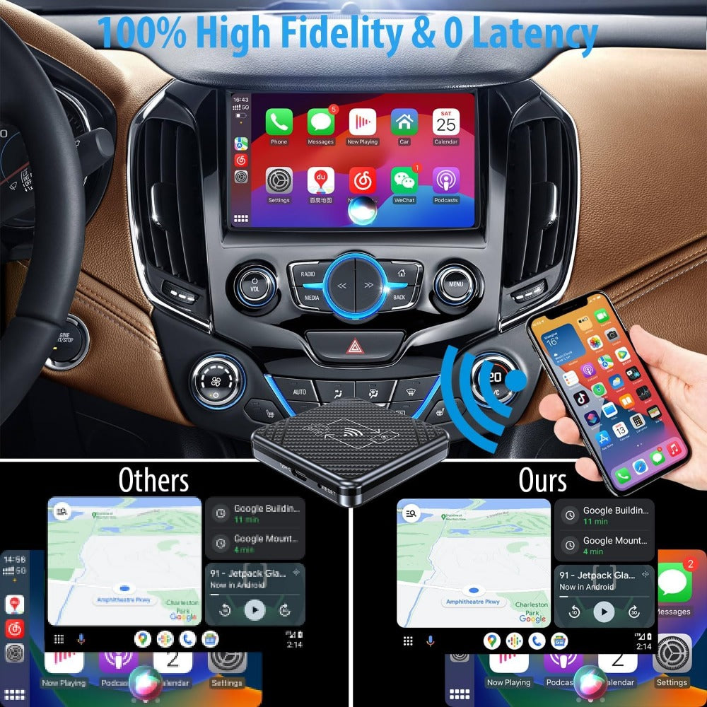 Carlinklife 2-in-1 Wireless Apple CarPlay Android Auto Adapter for Cars with Factory Wired CarPlay