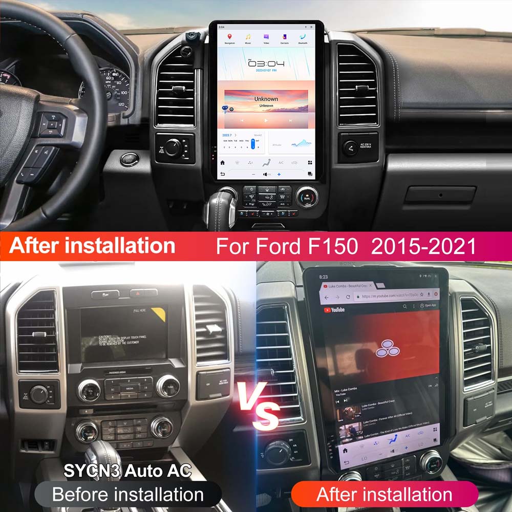 14.4 Inch Car Radio for Ford F150 2015-2022 F250 F350 F450 2017-2022 Tesla-Style Vertical Screen Stereo Replacement Head Unit