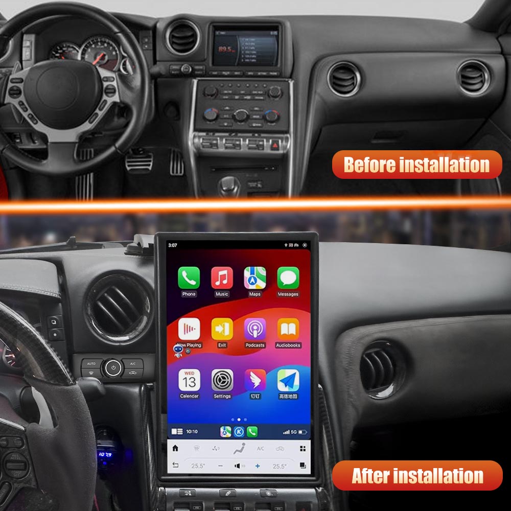 14.4 inch Android Car Radio for Nissan GTR R35 2008-2020 Stereo Replacement Tesla-Style Screen Built-in Carplay/Android Auto