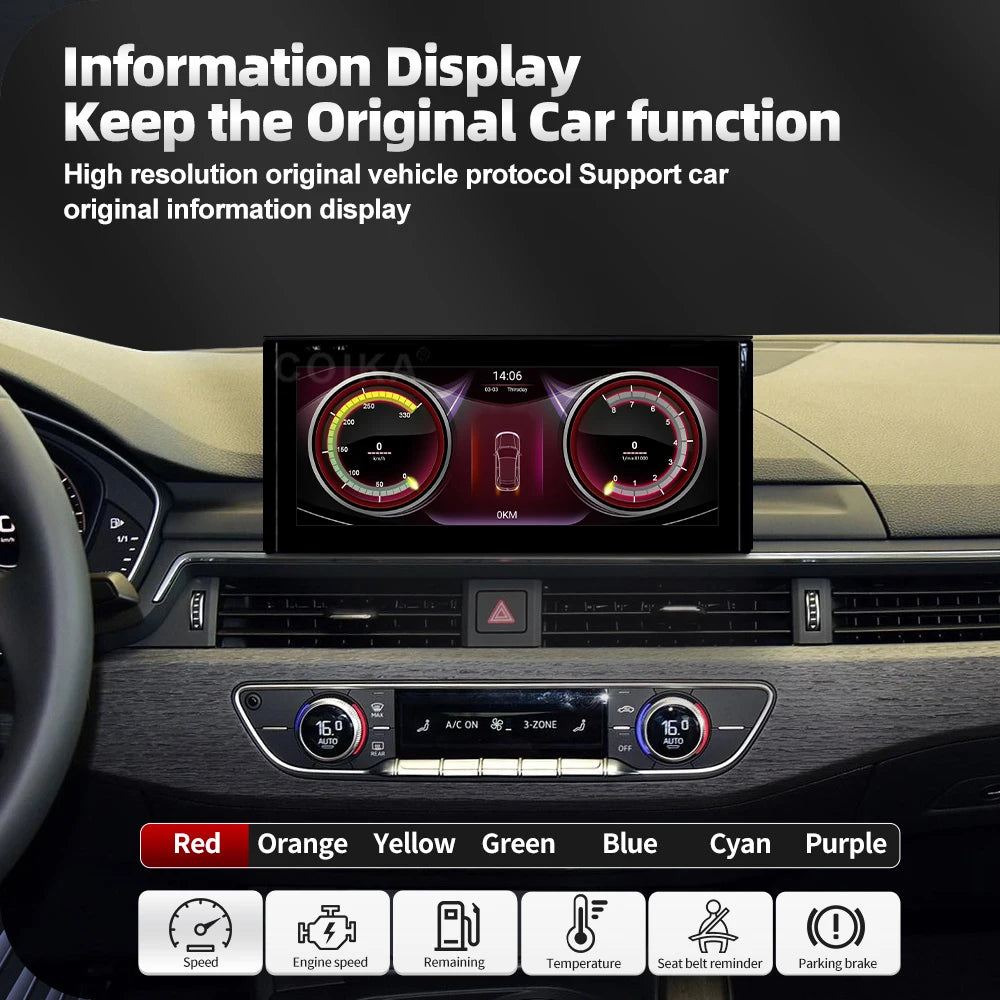 12.3" Android 13 Car Multimedia Radio Player For Audi A4 A5 Q5 2017-2019