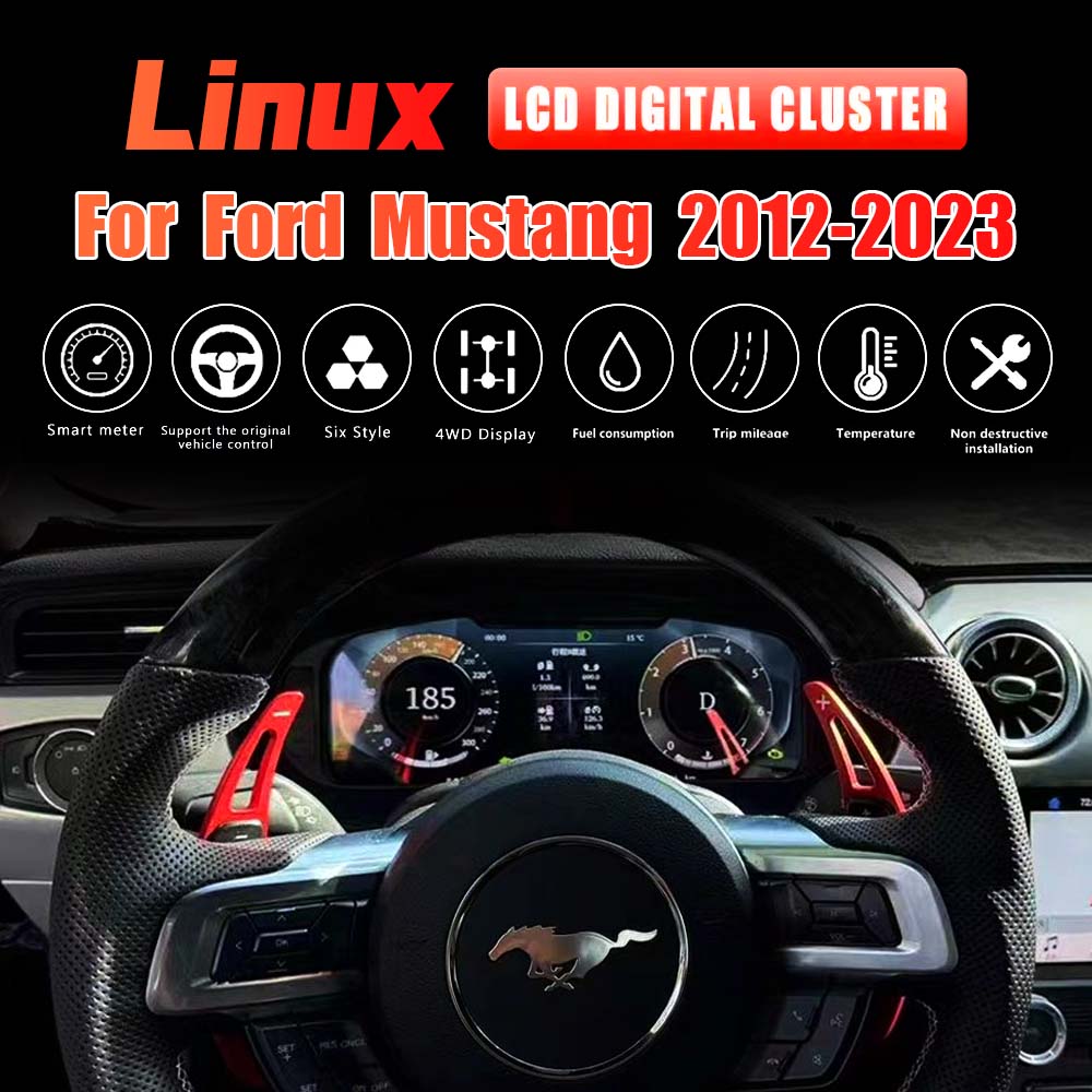 LCD Digital Cluster For Ford Mustang 2012-2023 Linux Digital LCD Dashboard Instrument Gauge Cluster