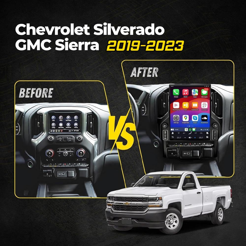 Chevrolet Silverado GMC Sierra 2019-2024 Android 13 IPS 2K Touch Screen GPS Navigation Video Player Support Carplay