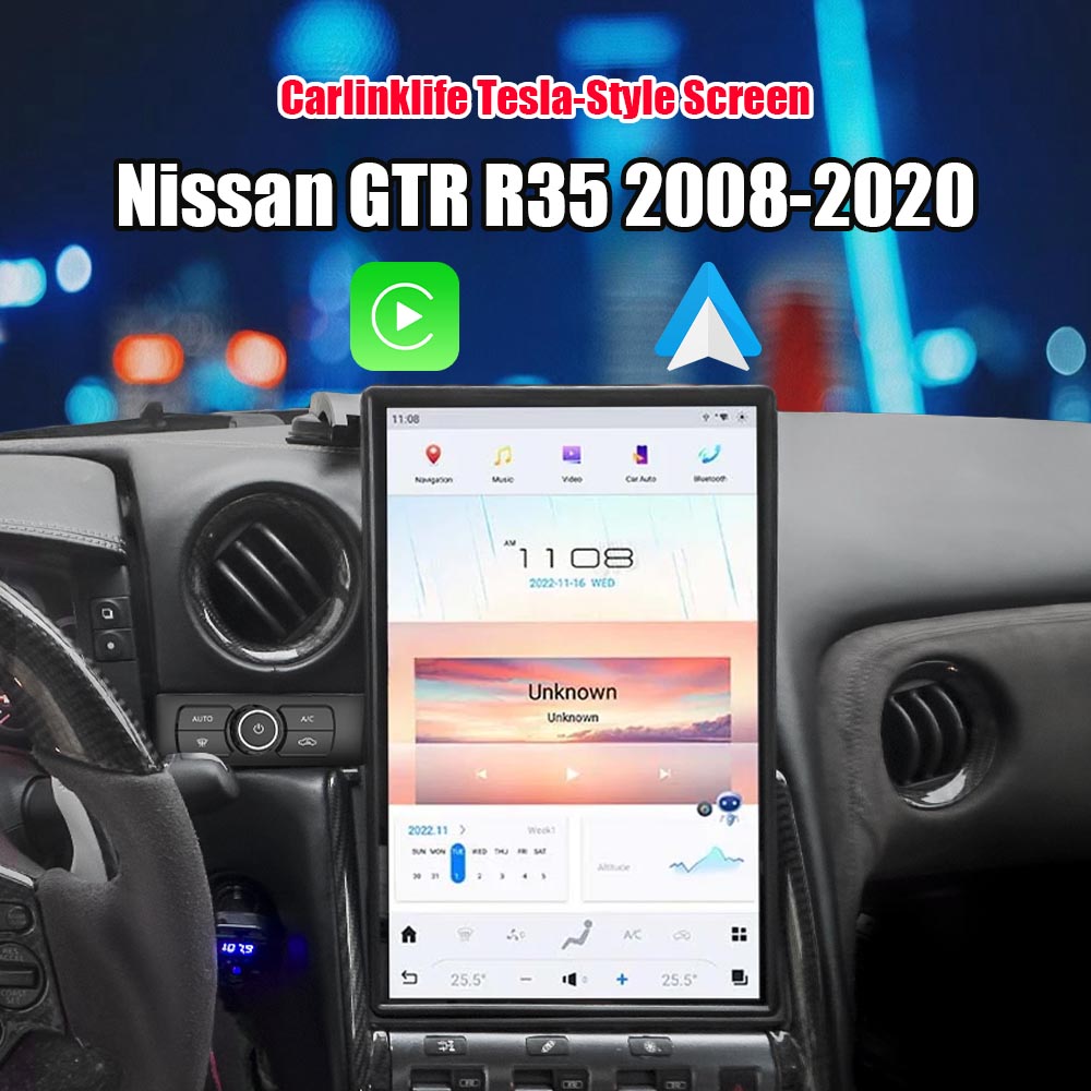 14.4 inch Android Car Radio for Nissan GTR R35 2008-2020 Stereo Replacement Tesla-Style Screen Built-in Carplay/Android Auto