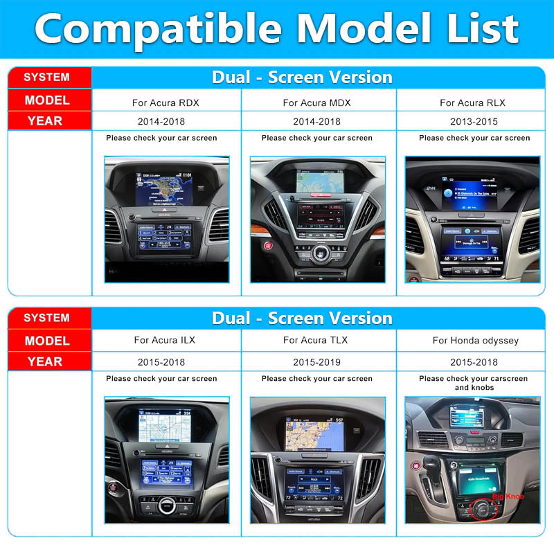 Wireless Apple CarPlay Android Auto For Acura MDX RDX TLX ILX RLX Honda Odyssey 2013-2019 Dual-Screen Models CarPlay Retrofit Module