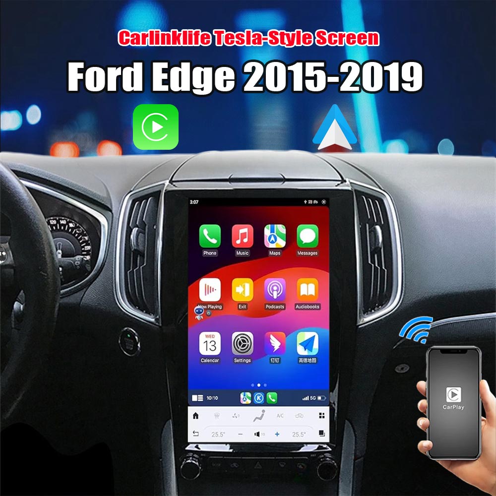 13.6 inch Android Car Radio for Ford Edge 2015-2019 Stereo Replacement Tesla-Style Screen Built-in Carplay/Android Auto