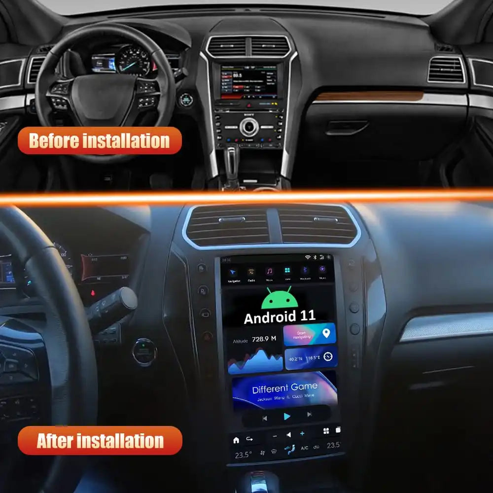 Android Car Radio For Ford Explorer 2011-2019 Stereo Replacement Tesla-Style Screen Built-in Carplay/Android Auto