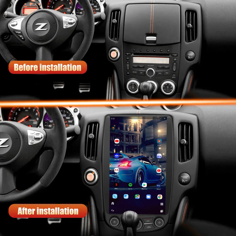 Android Car Radio For Nissan 370Z 2009-2021 Stereo Replacement Tesla-Style Screen Built-in CarPlay/Android Auto