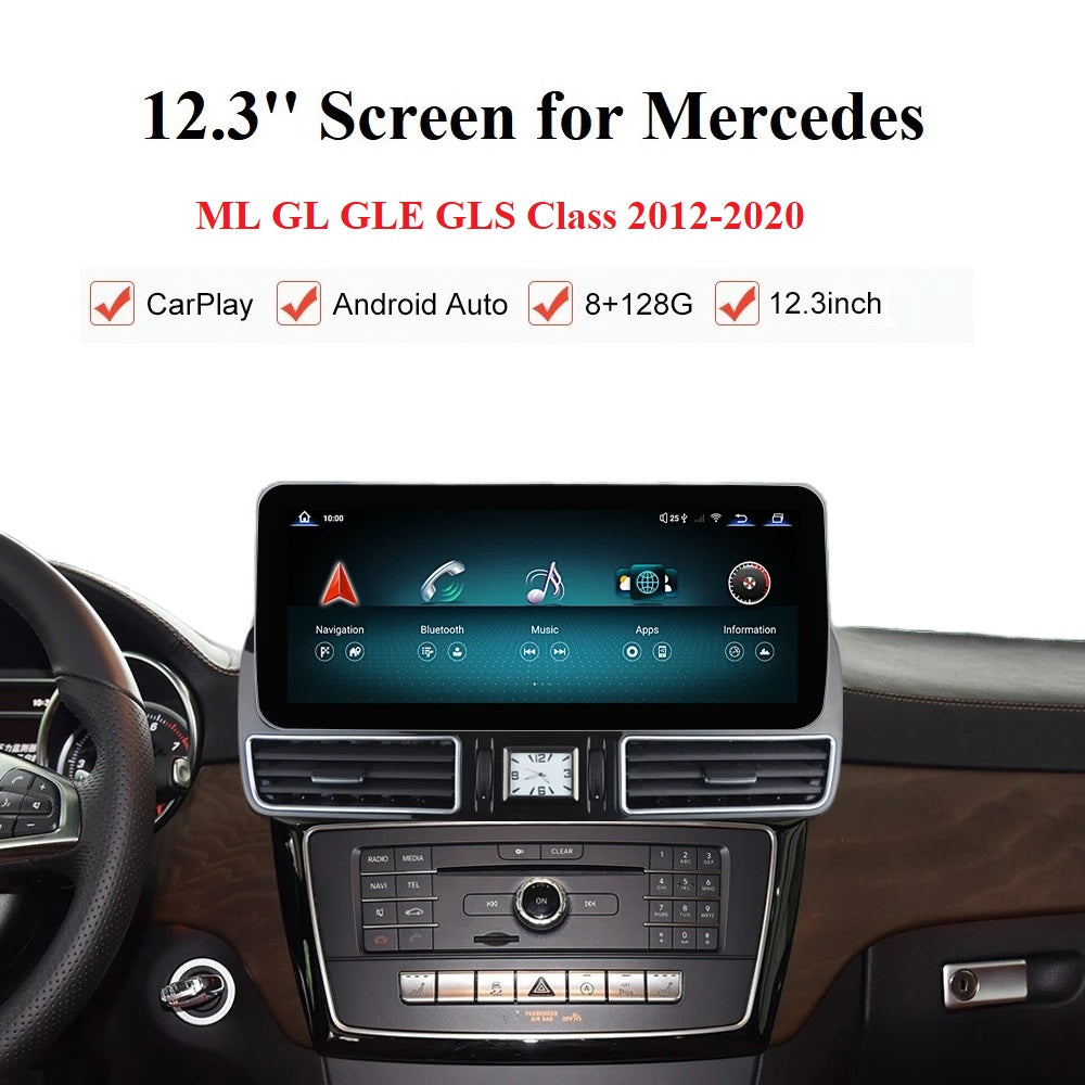 Android 13 Car Radio Touchscreen 12.3'' Car Stereo For Mercedes Benz ML W166 GL X166 GLE GLS 2012-2020