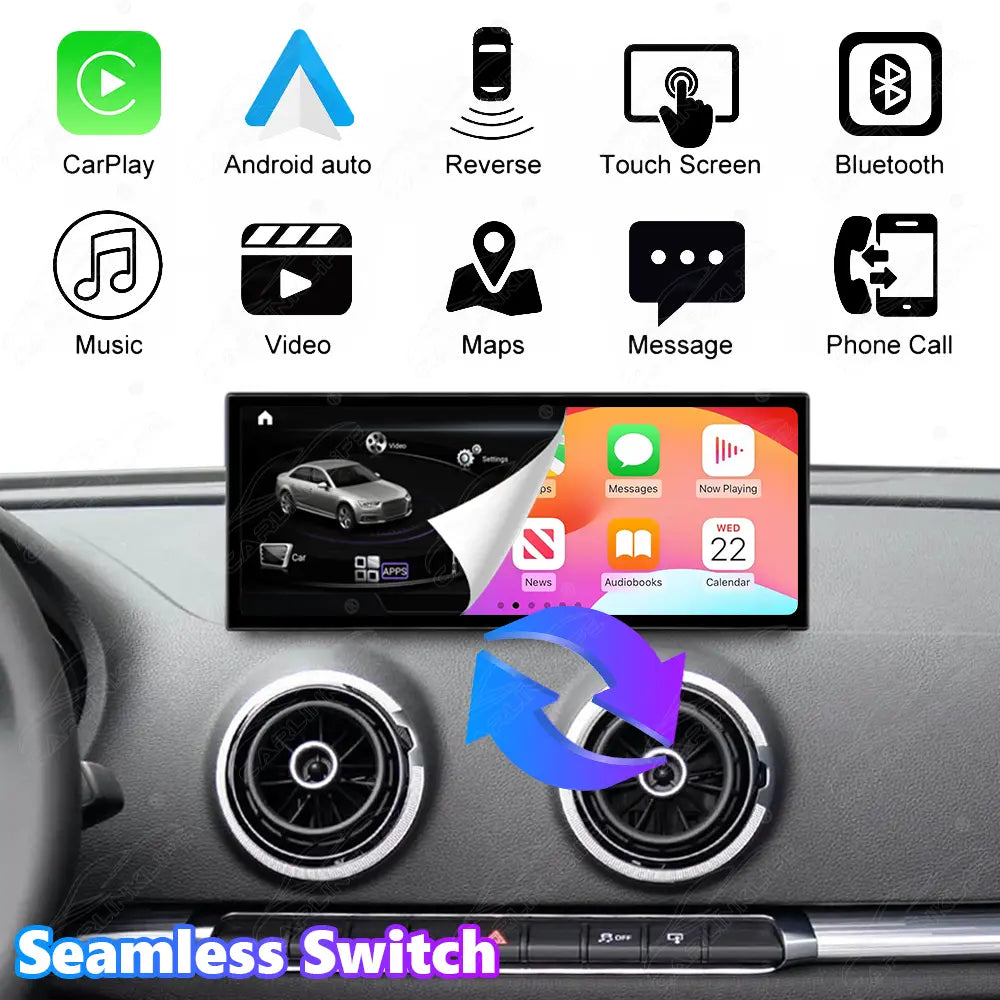 12.3" Linux Touch Screen For Audi A3 S3 2014-2019 Wireless Carplay Android Auto Car Radio