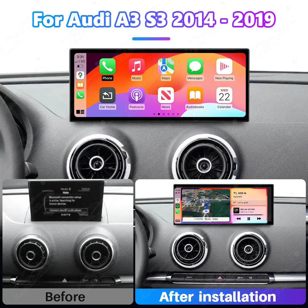 12.3" Linux Touch Screen For Audi A3 S3 2014-2019 Wireless Carplay Android Auto Car Radio