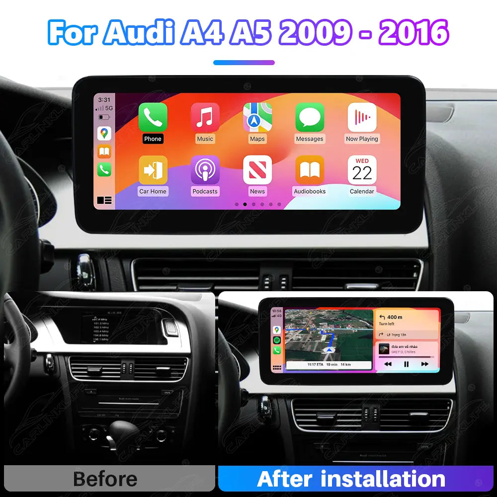 10.25"/12.3" Linux Touch Screen For Audi A4 A5 2009-2016 Wireless Carplay Android Auto Car Radio