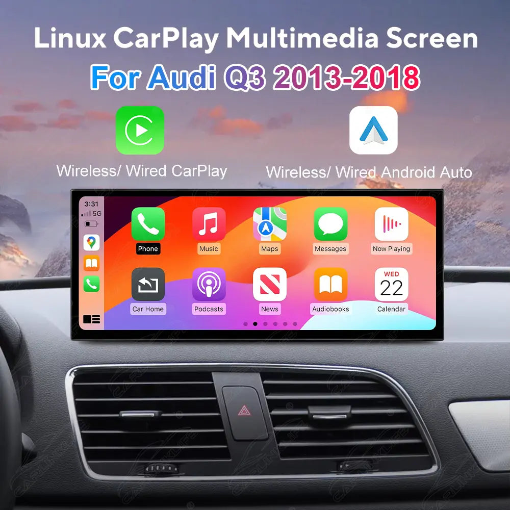 12.3" Linux Touch Screen For Audi Q3 2013-2018 Wireless Carplay Android Auto Car Radio