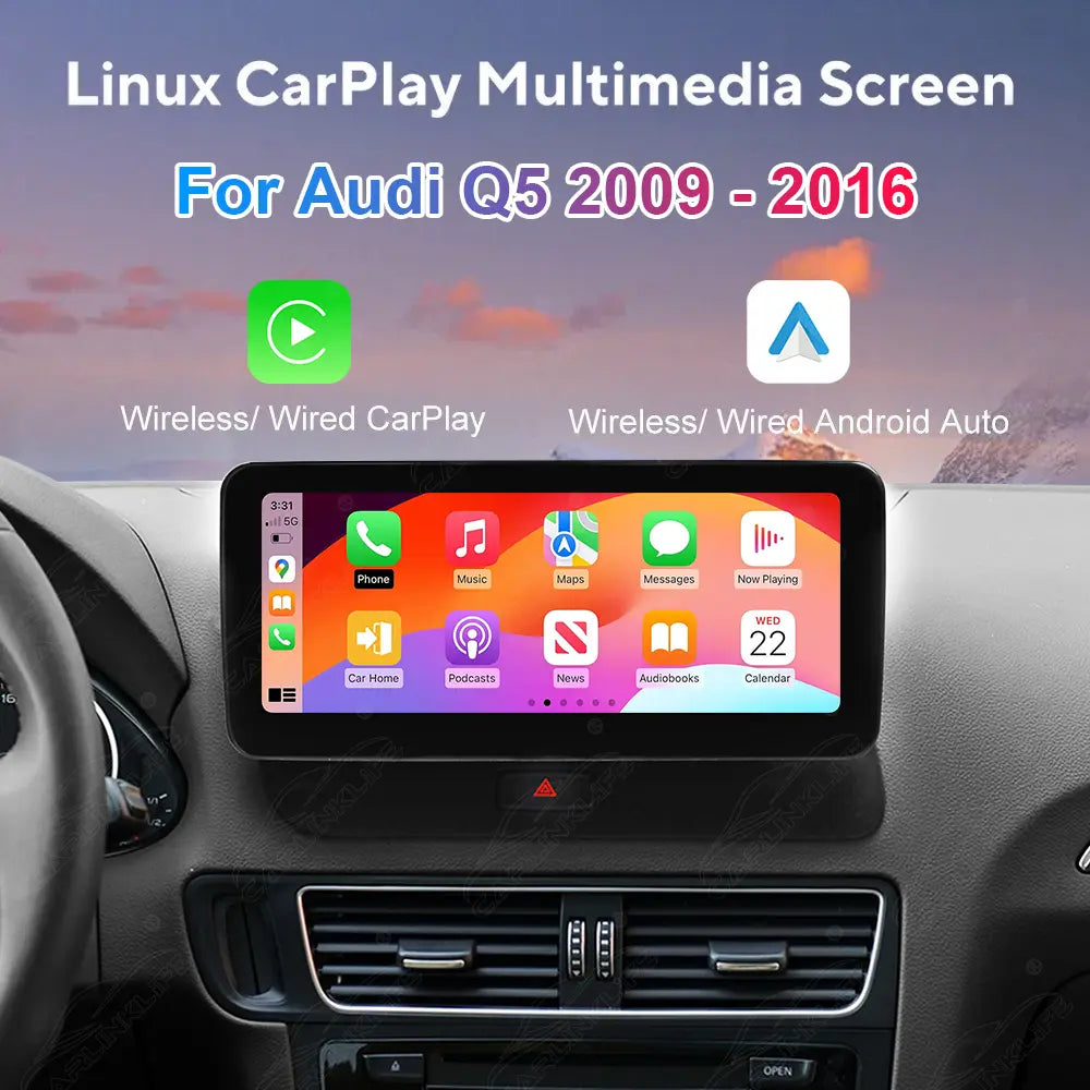 10.25"/12.3" Linux Touch Screen For Audi Q5 2009-2016 Wireless Carplay Android Auto Car Radio