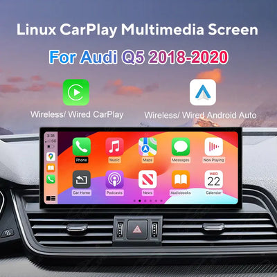 12.3" Linux Touch Screen For Audi Q5 2018-2020 Wireless Carplay Android Auto Car Radio