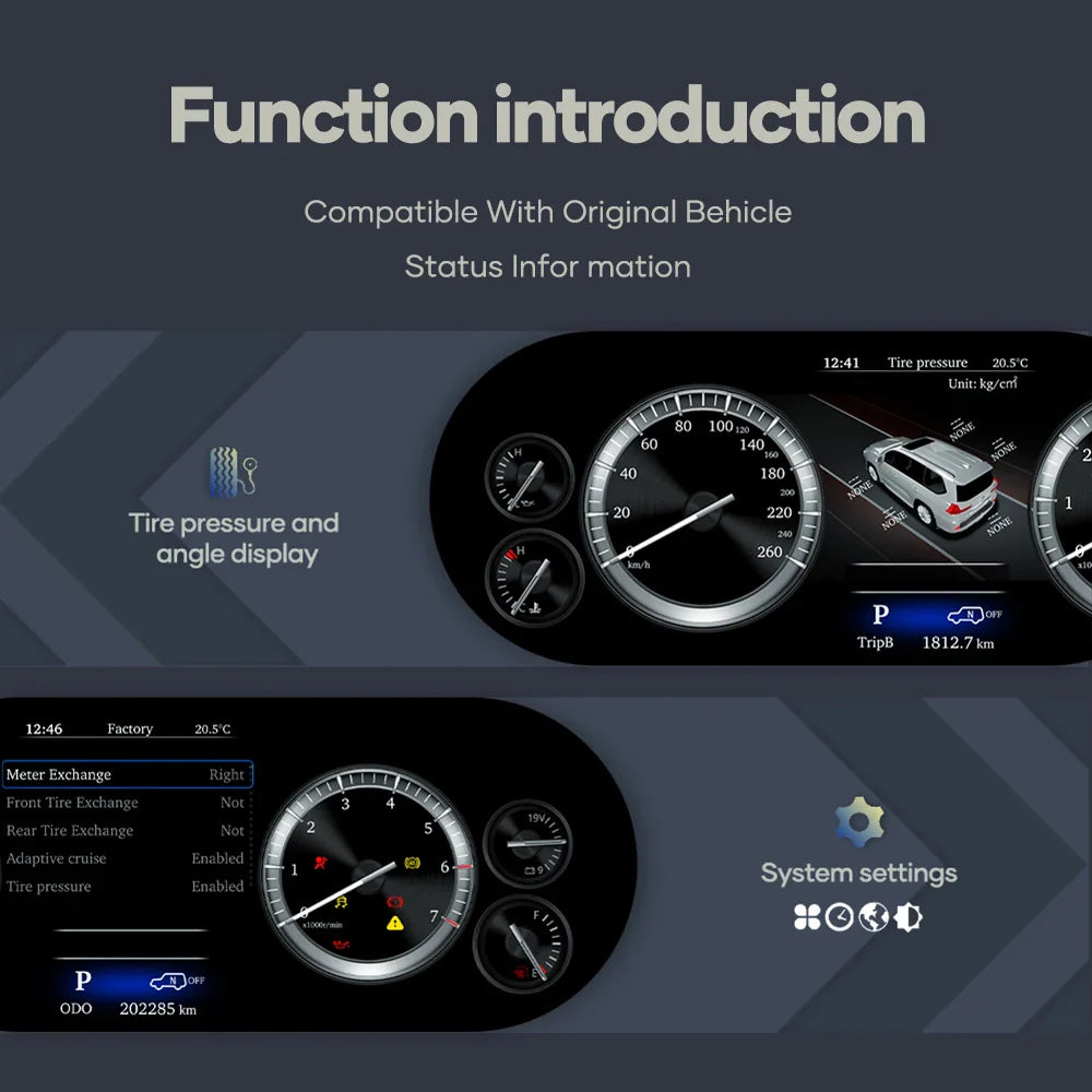 LCD Digital Cluster For Lexus LX570 2007-2021 Linux Digital LCD Dashboard Instrument Gauge Cluster