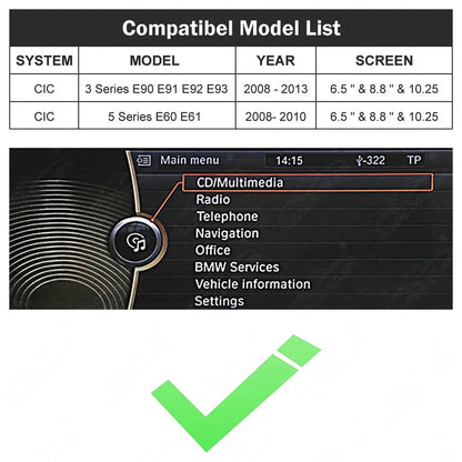 Wireless Apple Carplay & Android Auto for BMW 3Series E90 E91 E92 E93 5Series E60 E61