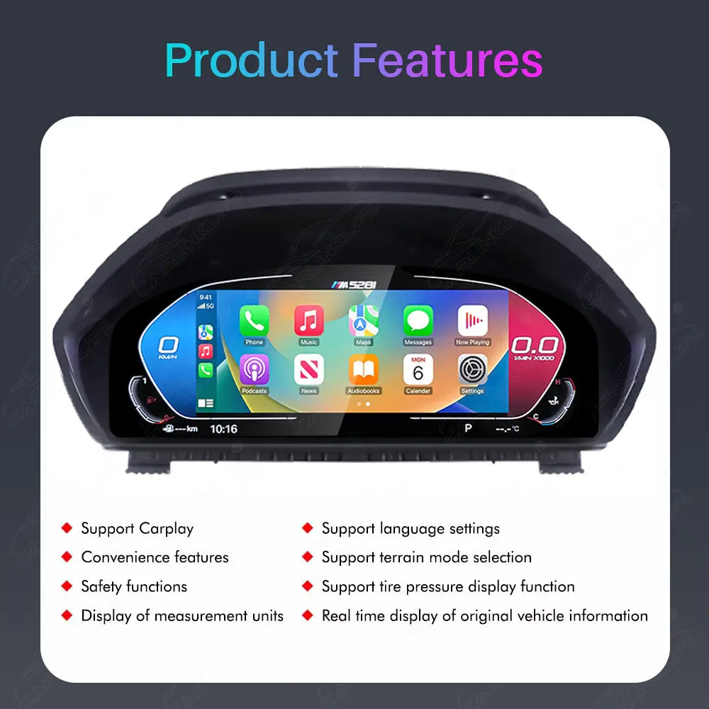 12.3" CarPlay LCD Digital Cluster For BMW 3 4 Series 2013-2020 Linux Dashboard Gauge Cluster