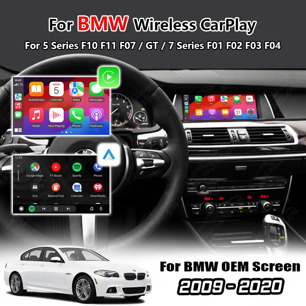 Wireless Apple Carplay & Android Auto for BMW 5Series F10 F11 F07 / GT / 7Series F01 F02 F03 F04
