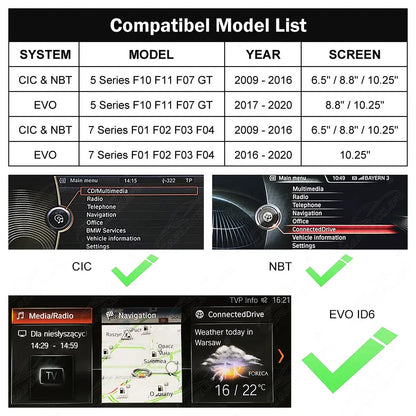 Wireless Apple Carplay & Android Auto for BMW 5Series F10 F11 F07 / GT / 7Series F01 F02 F03 F04