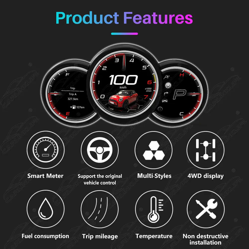 LCD Digital Cluster For MINI R & F Series 2006-2023 Linux Dashboard Gauge Cluster