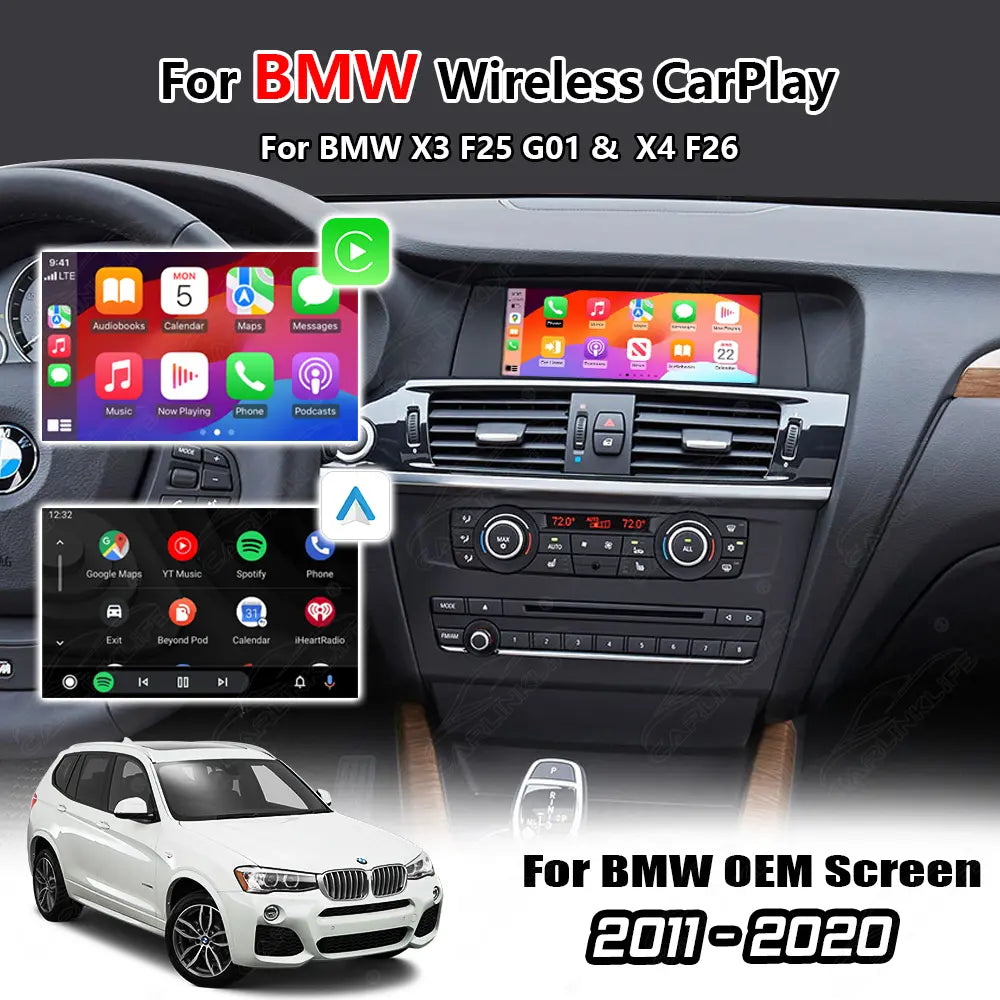 Wireless Apple Carplay & Android Auto for BMW X3 F25 G01 X4 F26