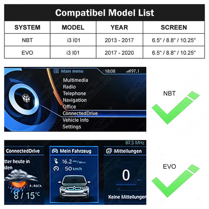 Wireless Apple Carplay & Android Auto for BMW i3 I01